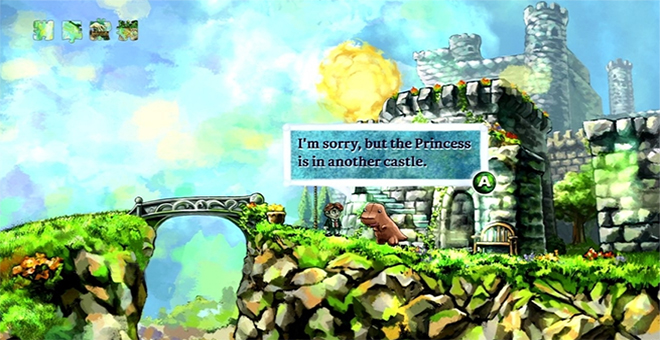 Figure 1: Screenshot from the Xbox 360 version of Braid (2008)